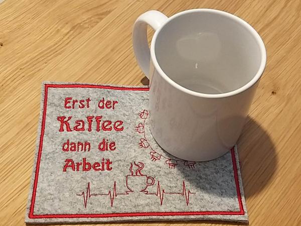 ITH - Stickdatei Mug Rug EKG-Linie Kaffeetasse
